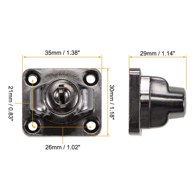 uxcell 2.5-inch Keyed Hasp Locks Zinc Alloy Twist Knob Keyed Locking Hasp W Screws for Door Cabinet Keyed Alike Black 3Pcs 2.5 Inch