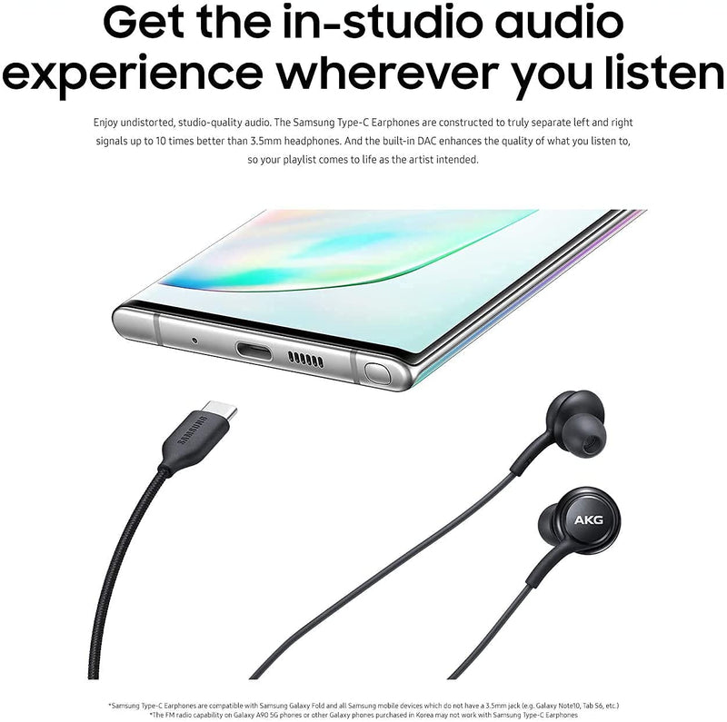 UrbanX 2021 Stereo Headphones for Samsung Galaxy S22 S21 Ultra 5G, Galaxy S20 FE, Galaxy S10, S9 Plus, S10e, Note 10, Note 10+ - Designed by AKG - with Microphone and Volume Remote Type-C Connector
