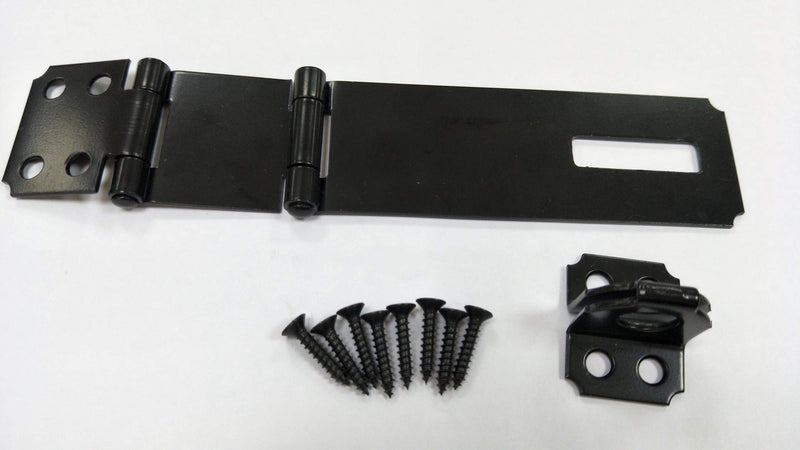 QCAA Double Hinge HASP and Fixed Staple, 4-1/2", Steel, Black, 2 Pack, Made in Taiwan Black-Double Hinge Hasp(4-1/2")