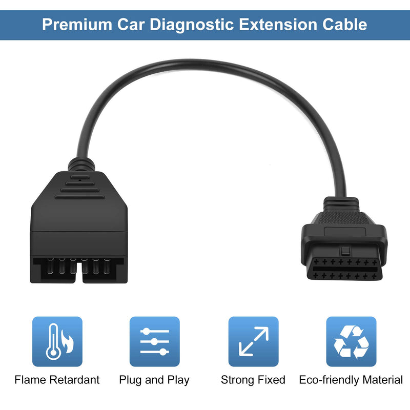 OBD1 to OBD2 Adapter, Car Diagnostic Extension Cable, OBD1 12 Pin To OBD2 16 Pin Diagnostic Tool Connector Adapter Cable for GM Vehicles Diagnostic Tool