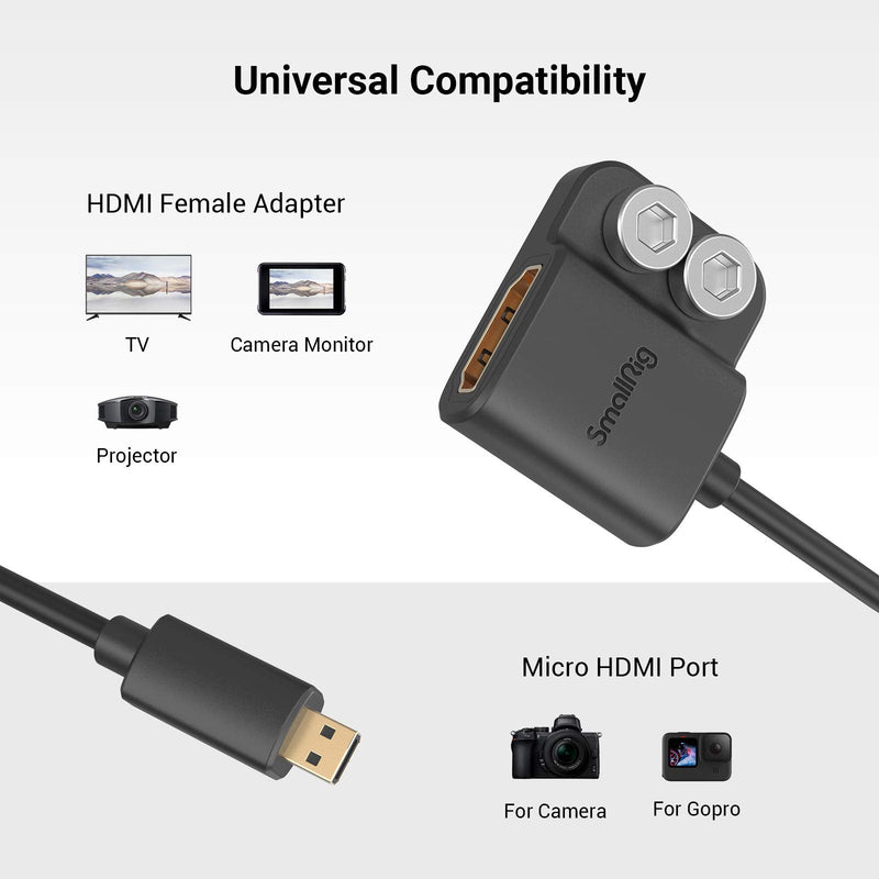 SmallRig Ultra-Slim 4K HDMI Adapter Cable, Female HDMI Type A to Male Micro-HDMI Type D, 4K@60HZ, for Sony A7R IV A7RIII A7III A7II A7RII / for Fujifilm X-T2 X-T3 - 3021 Female A to Male D