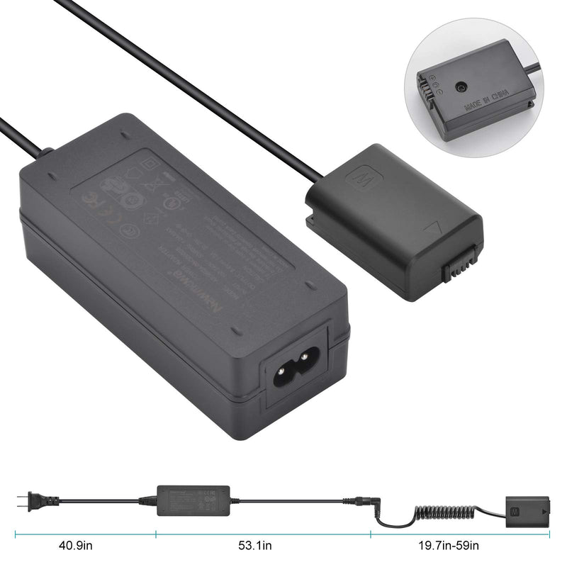 Newmowa NP-FW50 Replacement Dummy Battery AC Power Supply Adapter and DC Coupler Charger Kit for Sony Alpha a7, a7R II, a7m2, a7S II, a5000, a5100, a6000, a6300 Camera