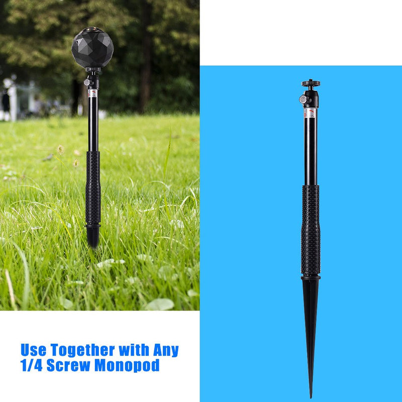 Spike Pole Mount Ground Stake for Insta360 One R Samsung Gear 360 2017 Edition Cam,360fly 360° Cam,Ricoh Theta V SC2 M15,LG 360,Nikon Keymission 170/360&Garmin Virb 360 Cam