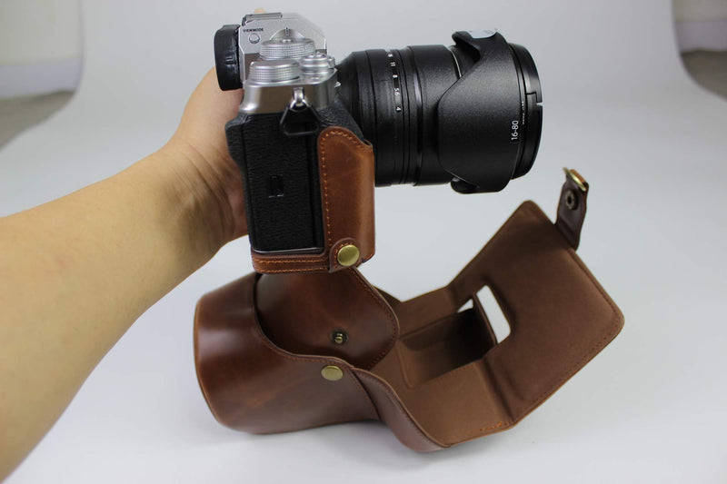 X-T4 Case, BolinUS Handmade PU Leather Fullbody Camera Case Bag Cover for Fujifilm Fuji X-T4 XT4 with 16-80mm 18-55mm 18-135mm 10-24mm 16-50mm Lens Bottom Opening Version (Coffee) Coffee