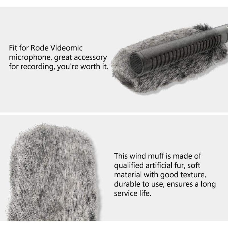 Entatial Outdoor Wind Cover Microphone Windscreen Microphone Wind Shield Furry Outdoor Microphone Windscreen Muff Wind Cover Fit for Rode Videomic Microphone Reduce Wind Noise