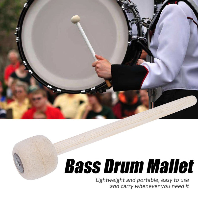 Alomejor Drum Mallet Wool Felt Head Bass Drum Stick with Wooden Handle Drum Hammer for Percussion Marching Band