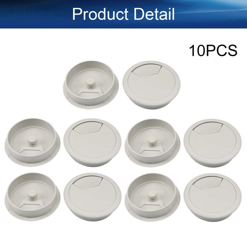 Yinpecly 2.36" Plastic Cable Hole Cover Cord Desk Grommet for Home Office Desk Cable Cord Organizer Plastic Cover Hardware Wire Organizer Grey Tone 10pcs