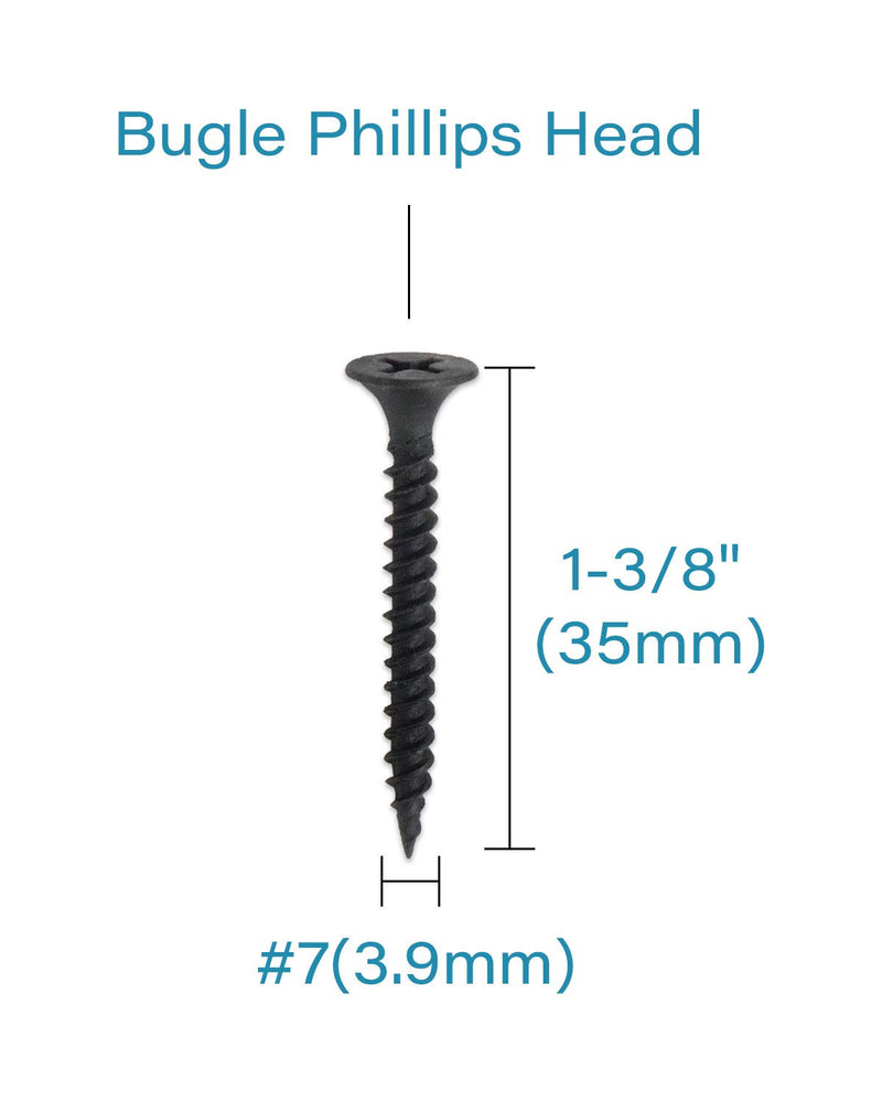 [AUSTRALIA] - IMScrews 50pcs #7x1-3/8" Flat Head Phillips Drywall Screws Fine Thread Sharp Point Wood Screw, Carbon Steel 1022A, Black Phosphate 50 Pcs #7x1-3/8" 