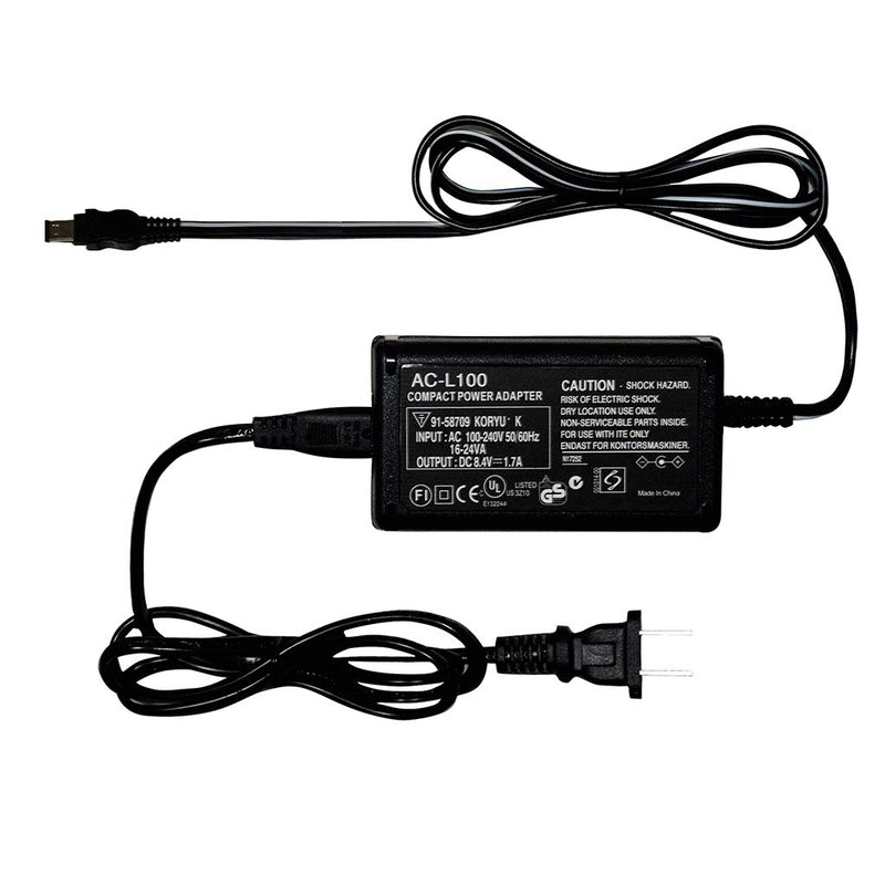 AC-L100 AC Adapter Charger Works Compatible with Sony HandyCam AC-L10 AC-L15 AC-L100 CCD-TRV308 CCD-TRV318 CCD-TRV328 CCD-TRV338 DCR-TRV6 DCR-VX2100 CCD-TRV228 HDR-HC1 CCD-TRV37 Camcorder AC-L10A black