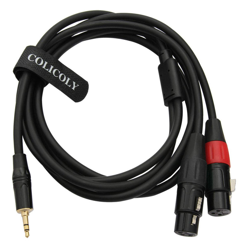 [AUSTRALIA] - COLICOLY Dual XLR Female to 3.5mm TRS Stereo Cable,1/8 inch Mini Jack to 2 XLR Female Y-Splitter Stereo Microphone Cable - 6.6Feet 6 feet 