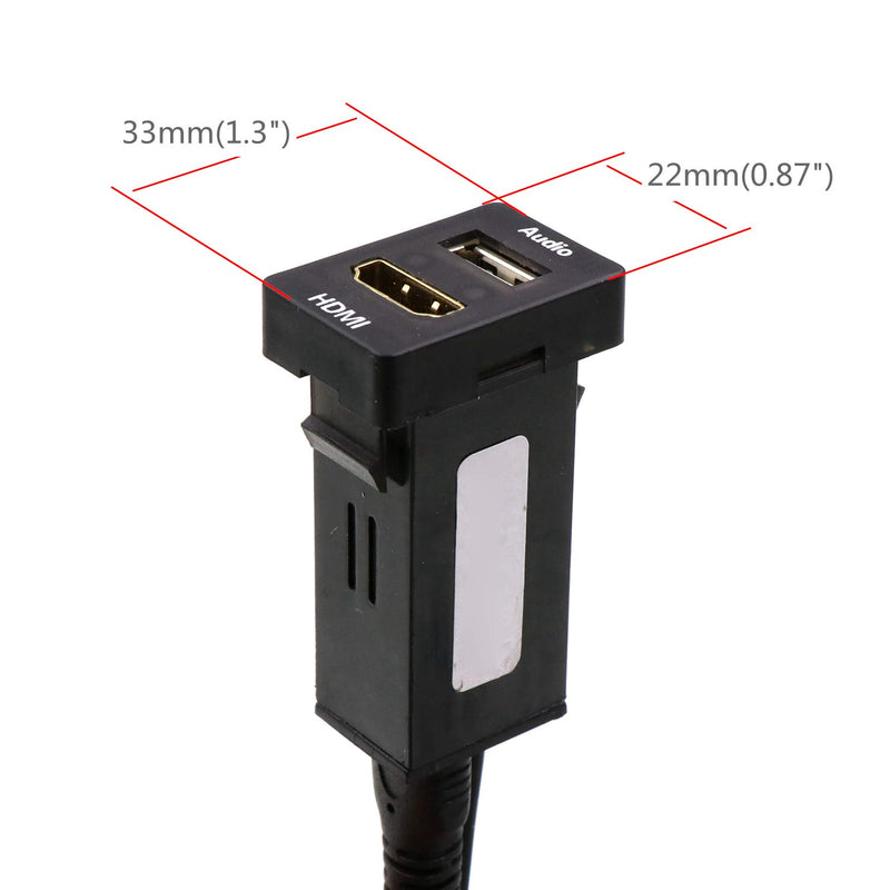 HDMI Socket Mount Cable +USB Audio Input Audio Relay Use for Toyota 1.3*0.87inch