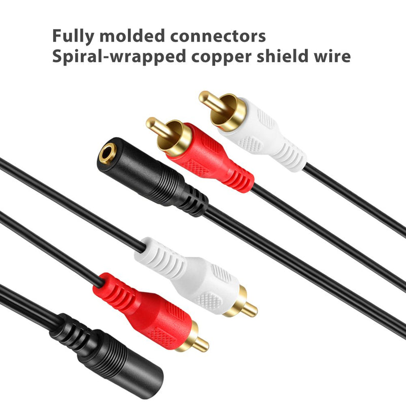 3.5mm to RCA Stereo Audio Cable Adapter - 3.5mm Female to Stereo RCA Male Bi-Directional AUX Auxiliary Male Headphone Jack Plug Y Splitter to Left/Right 2RCA Male Connector Plug Wire Cord