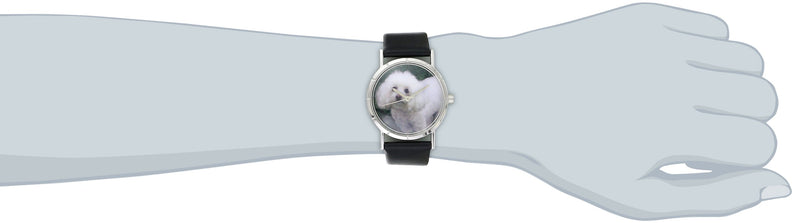 Bichon Black Leather and Silvertone Photo Watch #R0130010