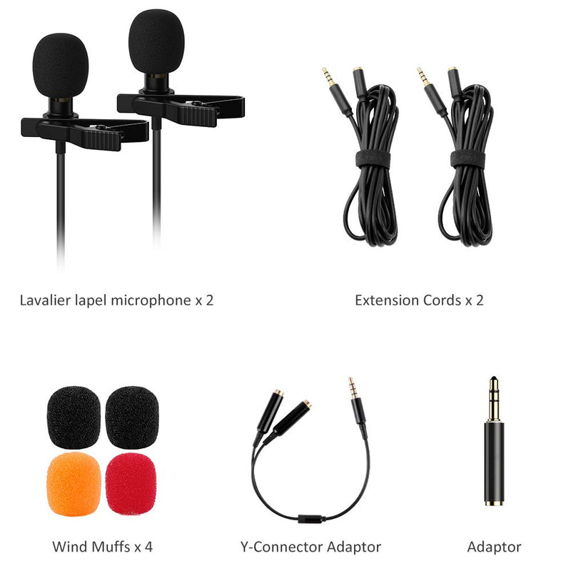 [AUSTRALIA] - Professional Lavalier Lapel Microphone Complete Set - Omnidirectional Condenser Grade Audio Video Recording Mic for Android/iPhone/PC/Camera for Interview, YouTube, Video Conference, Podcast 