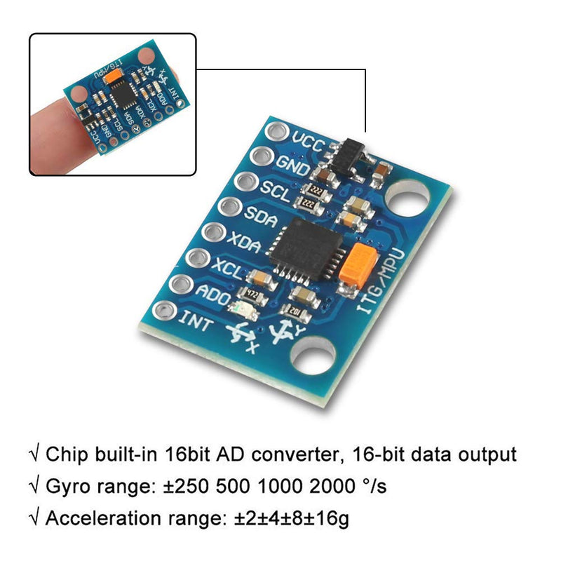 10 Pcs GY-521 MPU-6050 MPU6050 Module,6 DOF MPU-6050 3 Axis Accelerometer Gyroscope Sensor Module 16Bit AD Converter Data Output IIC I2C DIY Kit for Arduino (10PCS) 10PCS