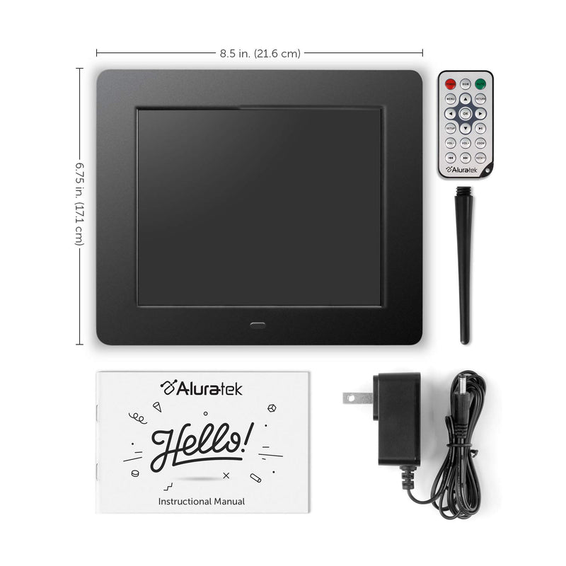 Aluratek 8" LCD Digital Photo Frame w/4GB Built-In Mem & USB SD/SDHC Support (ADMPF108F) , Black 8" (w/ Built-in Memory)