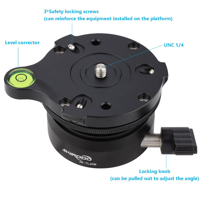 Tripod Leveling Base Half Ball,for Canon Nikon and Other DSLR Cameras Tripods Monopods with Offset Bubble Level with“1/4" 3/8" Thread