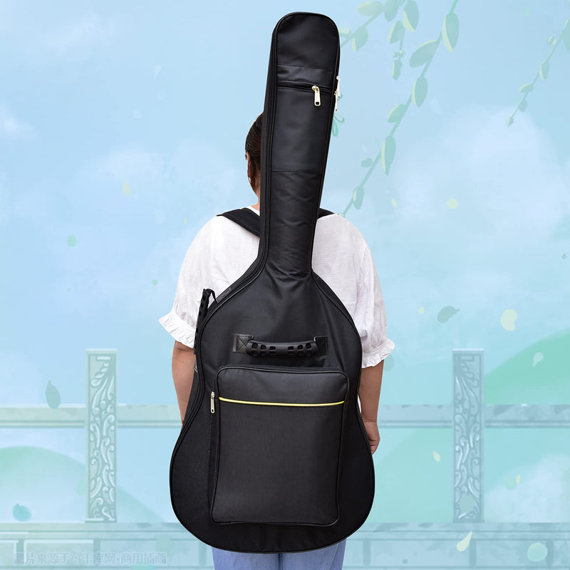 [AUSTRALIA] - DIBOER 41 Inch Acoustic Guitar Case, Acoustic Guitar Bag 0.3 Inch Thicken Sponge Pad 600D Thick Ripstop Waterproof Dual Adjustable Shoulder Strap Soft Guitar Case Gig Bag(black) black 
