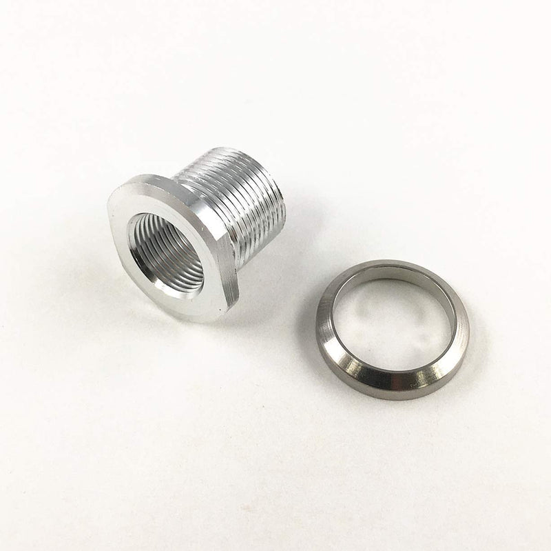 DB Anodized Silver Color Aluminum Thread Convert Adapter Convert 1/2x28 Thread to 5/8x24 Thread Convert 1/2-28 TPI Thread to 5/8-24 TPI Thread