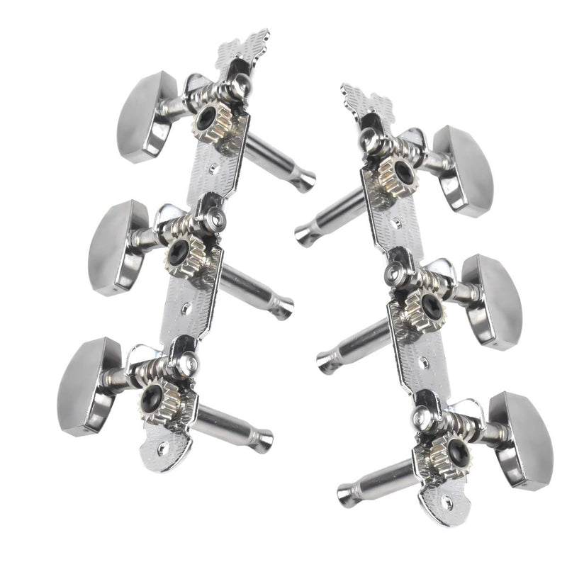 NATUCE 1 Pair Guitar Machine Heads,Left & Right Guitar String Tuning Pegs Machine Heads,Metal Machine Heads Tuner for Electric or Acoustic Guitar (Silver)