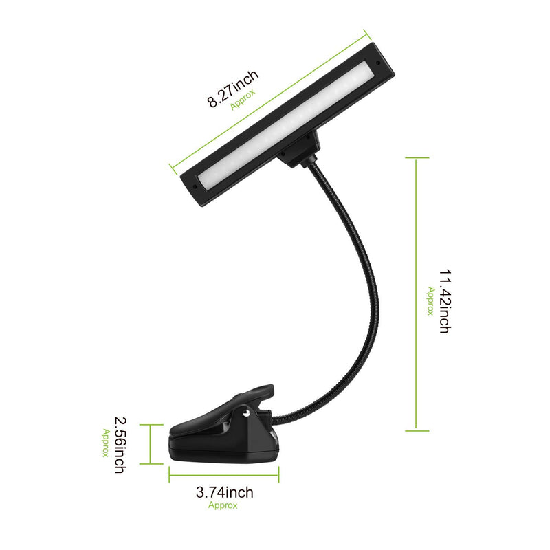 Music Stand Light 19 LED,Rechargeable Clip On Book Light,3 Levels of Brightness Adjustable Neck Reading Light USB Desk Lamp Full Charged for 11-Hour Using for Piano, Travel, Desk and Bed Headboard