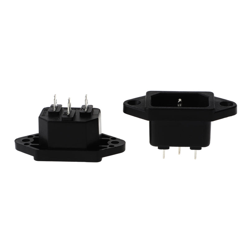 AMAZECO Screw Mount 3 Pins IEC320 C14 Inlet Power Plug Socket AC 250V 10A Black Pack of 2