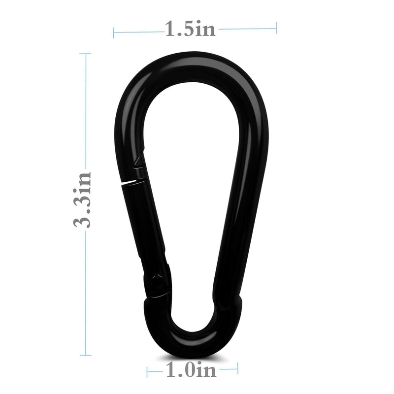 [AUSTRALIA] - LDJZON 3.1 Inch Carabiner Clip, Spring Snap Hook Heavy Duty Key Chain Hook Buckle Carabiner for Keys Swing Set Camping Fishing Traveling Black 2 Pcs 