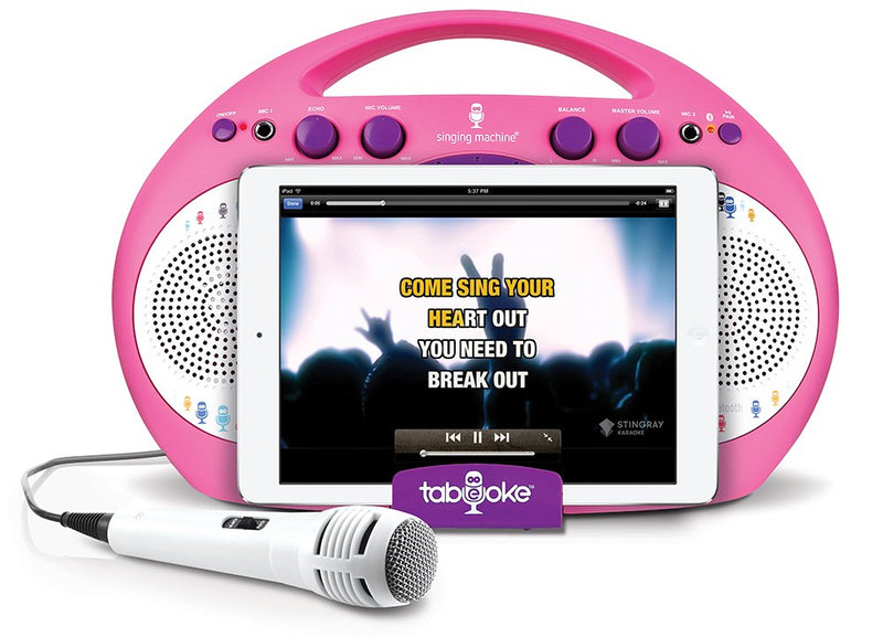 Singing Machine iSM398PP Bluetooth Tablet Karaoke Machine with Microphone, Pink/Purple Purple/Pink