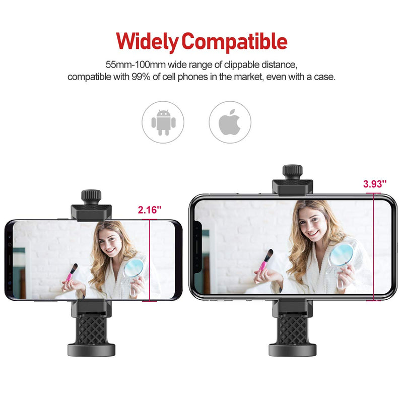 Phone Hot Shoe Mount with Remote, ST-17 Phone Tripod Mount Adapter 360 Rotation Cold Shoe for Mic Light 1/4 Screw Cell Phone Holder Adjustable Clamp Compatible with iPhone Samsung Smartphone