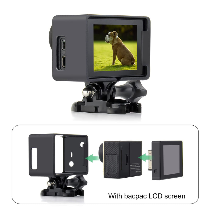 GEPULY Frame Mount Housing Case for GoPro Hero4, Hero3+, Hero 3 with LCD BacPac and Battery Extension Accessories BacPac Frame for Hero 3/3+/4