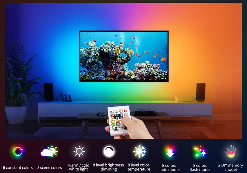 [AUSTRALIA] - Waterproof LED Strip Lights for 80"-90" TV Backlight, Emotionlite Multi-Scenes RGBW Bias Lighting, Brightness and Color Temperature Adjustable,PU Coating, Remote Control 80''-90'' 