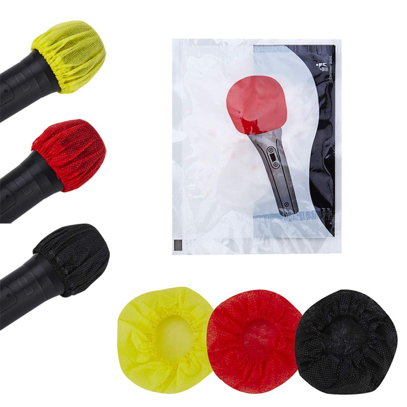 [AUSTRALIA] - Disposable Microphone Covers Non-Woven Mic Covers Handheld Microphone Windscreen Protective Caps for KTV (200 pcs Black+Red+Yellow) 200 pcs Black+Red+Yellow 