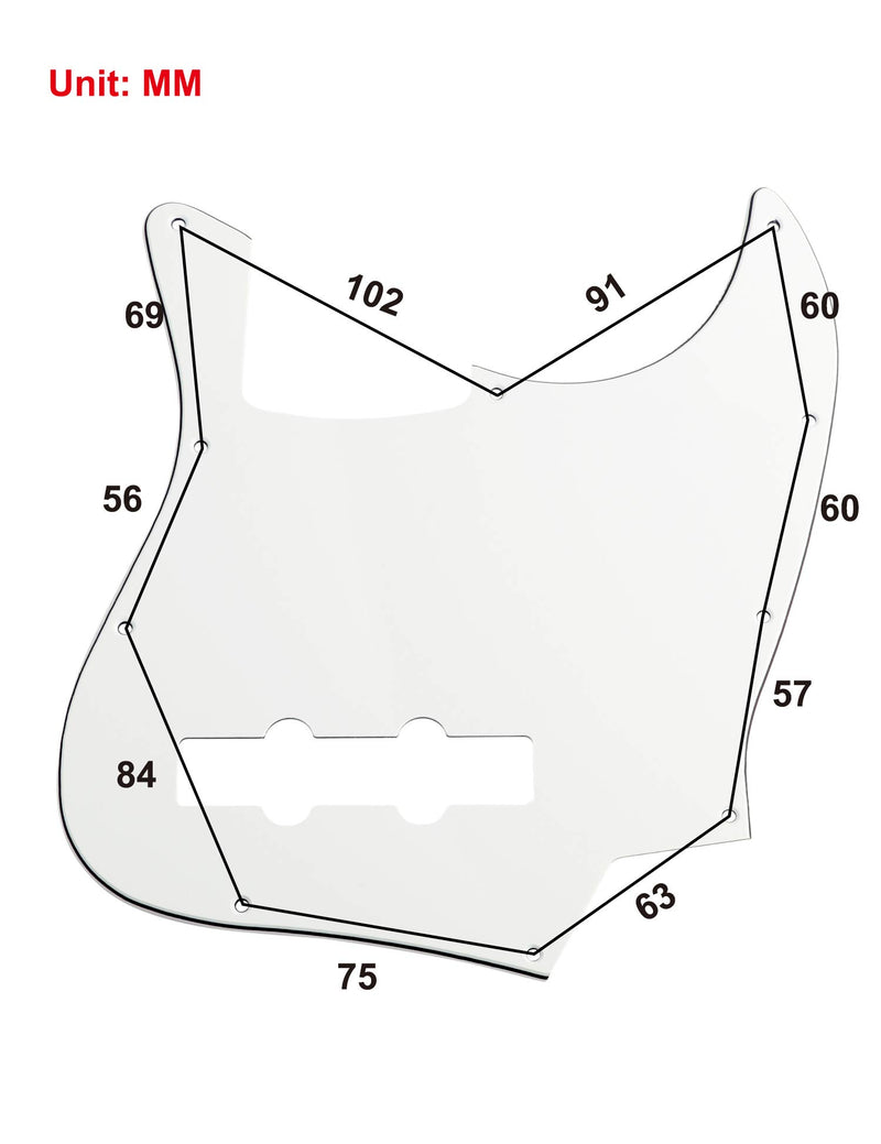 Metallor Bass Pickguard 3 Ply Scratch Plate for 4 String Jazz Bass J Bass Parts Replacement White.