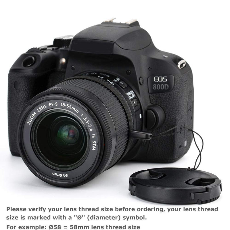 2 Pack JJC 58mm Front Lens Cap Cover for Canon EOS Rebel T7 T6 T5 T100 4000D T8i T7i T6s T6i T5i T4i T3i T2i T1i SL3 SL2 SL1 XSi XTi with EF-S 18-55mm Kit Lens and other Lenses with 58mm Filter Thread