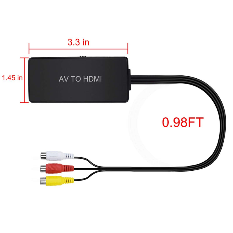 [AUSTRALIA] - LVY AV to HDMI Converter RCA to HDMI Converter Composite CVBS to HDMI Video Audio Converter Adapter, Support PAL/NTSC for Nintendo 64 PC Laptop Xbox VHS VCR Camera DV 