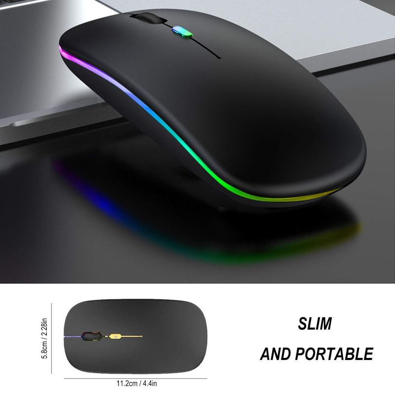 LED Wireless Mouse, Slim Rechargeable Wireless Silent Mouse, 2.4G Portable USB Optical Wireless Computer Mice with USB Receiver for Notebook, PC, Laptop, Computer, Desktop
