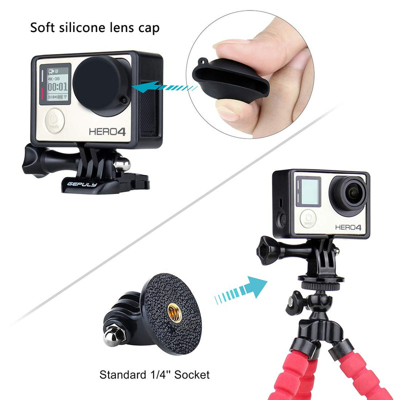 GEPULY Frame Mount Protective Housing Case with Bracket Accessories and Lens Cap for GoPro Hero 3, Hero3+, Hero 4 Black Silver Cameras The Frame for Hero 3/3+/4