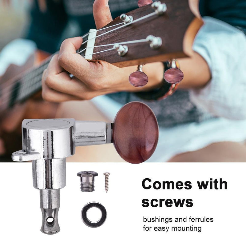 Tuning Pegs 2L 2R Closed Alloy Machine Heads String Tuning Key Pegs Tuner Kit for Ukulele Instrument