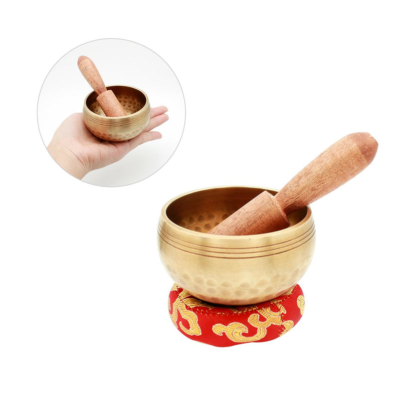 Tibetan Singing Bowls Set Mindfulness Prayer Bells with Cushion Mallet Wooden Strike Sounds Bell For Yoga Zen Meditation and Chakra Healing Perfect Spiritual Gifts From Nepal (3.5",1.0 Minimalist)