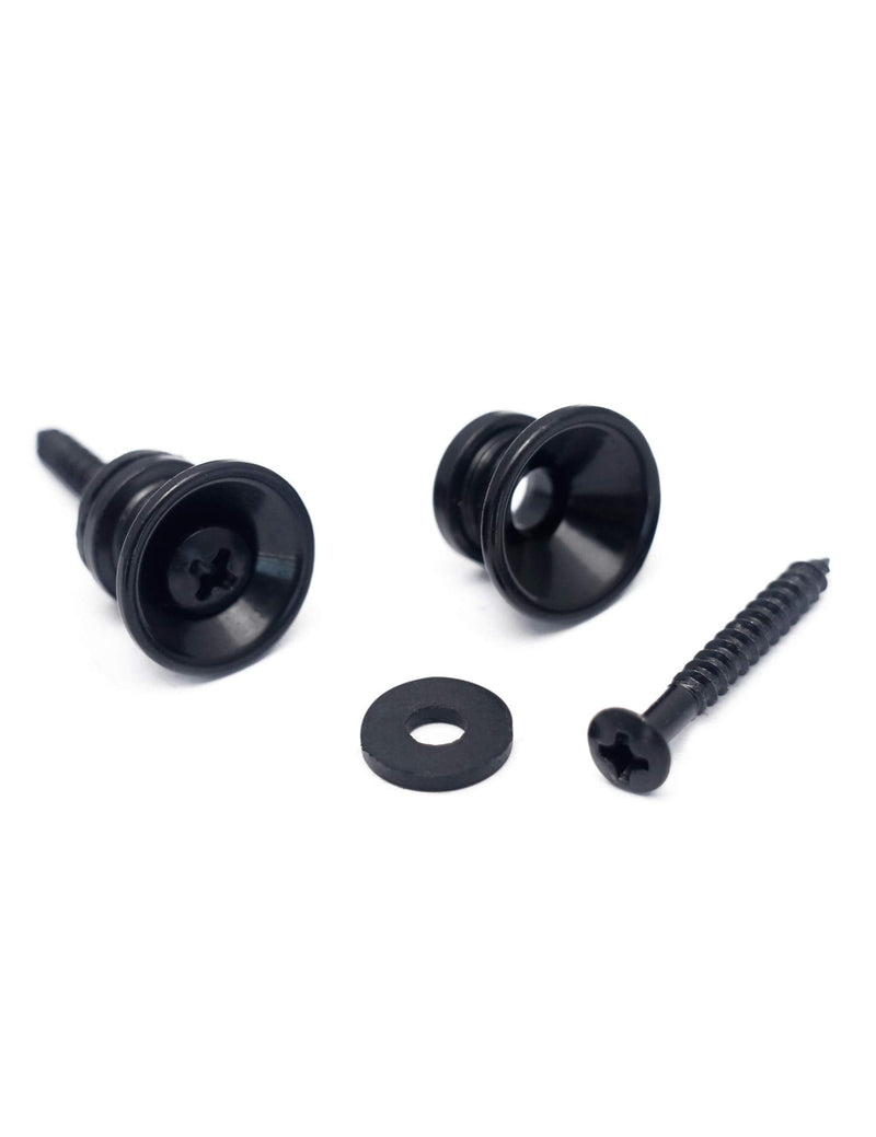 [AUSTRALIA] - Metallor Guitar Strap Locks and Buttons End Pins with Mounting Screws and Washers for Electric Guitar Bass Acoustic Guitar Ukulele Mandolin. (Black) Black 