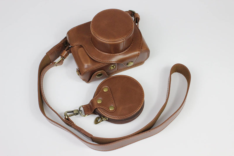 X-E4 Case, BolinUS Handmade PU Leather Fullbody Camera Case Bag Cover for Fujifilm Fuji X-E4 XE4 XF 27mm Lens F2.8 Bottom Opening Version + Neck Strap + Mini Storage Bag (Coffee) Coffee