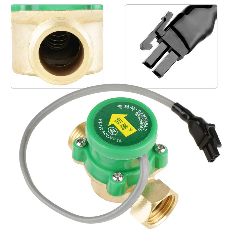 HT-120 AC 220V 0.5A G1/2"-1/2" Thread Water Pump Flow Sensor Switch for Shower Low Water Pressure Solar Heater Water Circulation