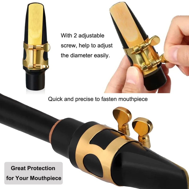 [AUSTRALIA] - Alto Sax Mouthpiece Ligature Double Screws Saxophone Gold Ligature Fastener 