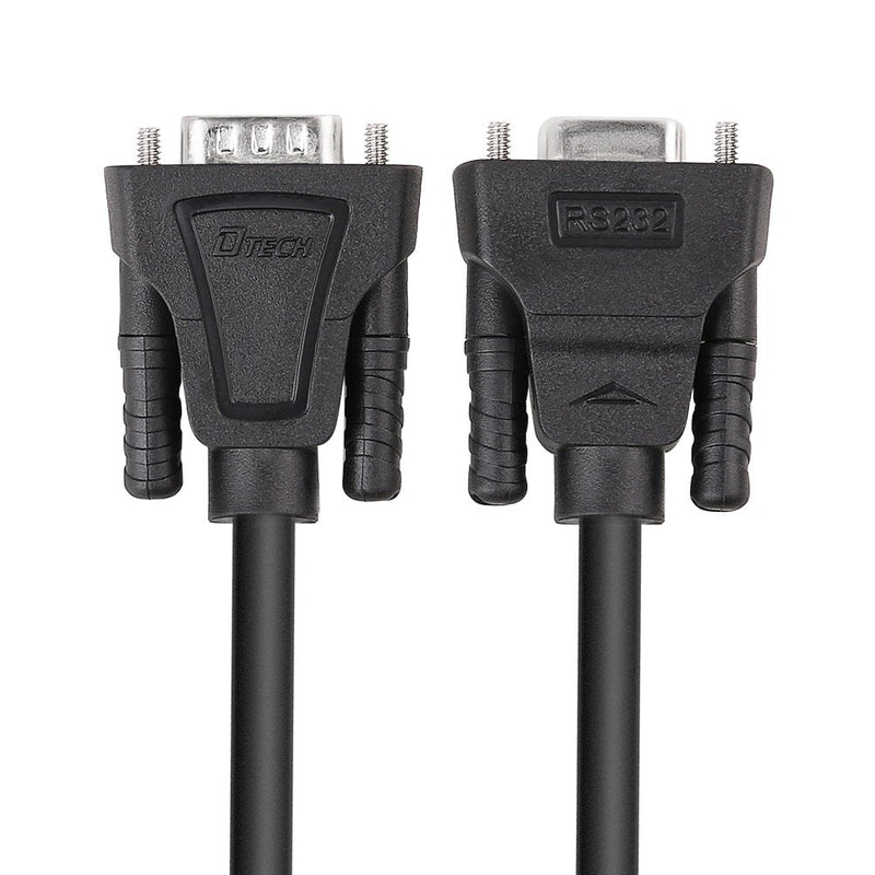 DTech DB9 RS232 Serial Cable Male to Female Extension Null Modem Cord Cross TX RX line for Data Communication (15 Feet, Black) 15ft