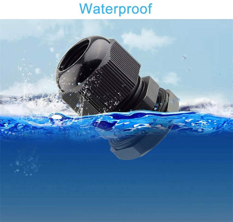 Cable Glands - 25 Pack Plastic Waterproof 3.5-13mm Nylon Cable Glands Joints Wire Protectors, PG 7/9/11/13.5/16, for Home/Garden/Outdoor Lighting Cable Black