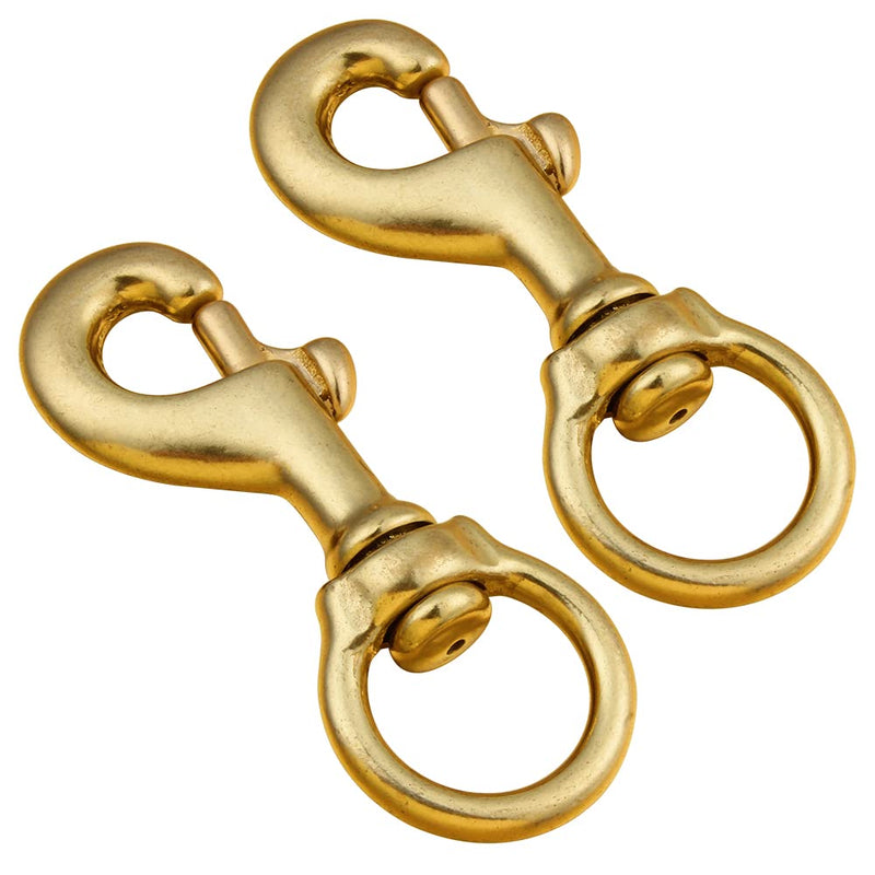 Faneta 3-1/4 Inch Solid Brass Swivel Bolt Snap Hooks 7/8 Inch Swivel Eye Single Ended Scuba Diving Clips Keychain Holder for Dog Collar, Pet Leash, Flag Halyard and More (2 Pieces)