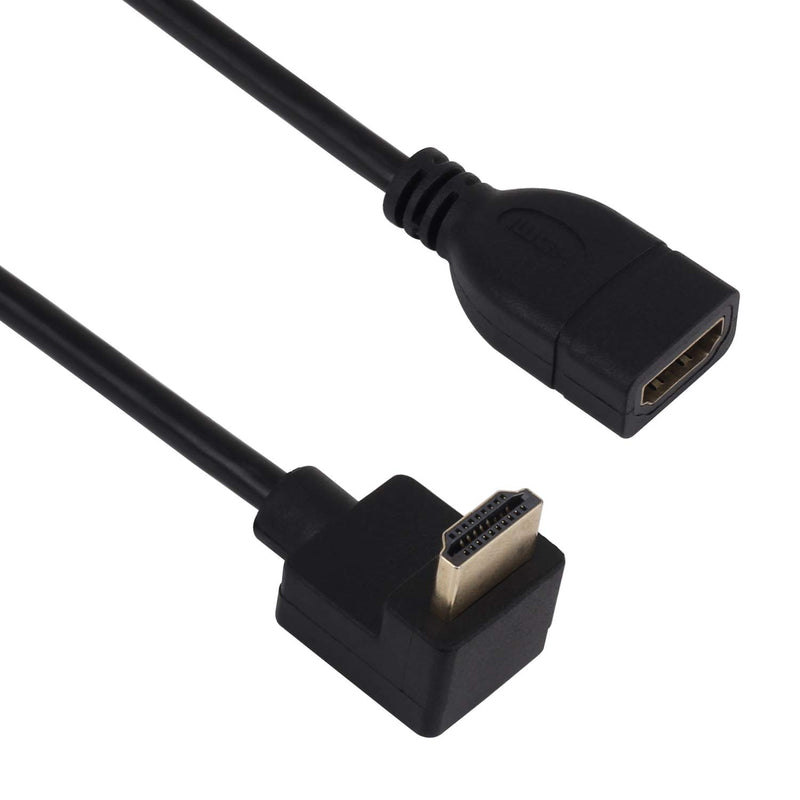 Yeworth [2 Pack] 1FT High Speed Gold Plated HDMI Extension Adapter Cable 90 Degree Down Angle A Male to A Female Extension Wire Cord HDMI Extender Cable