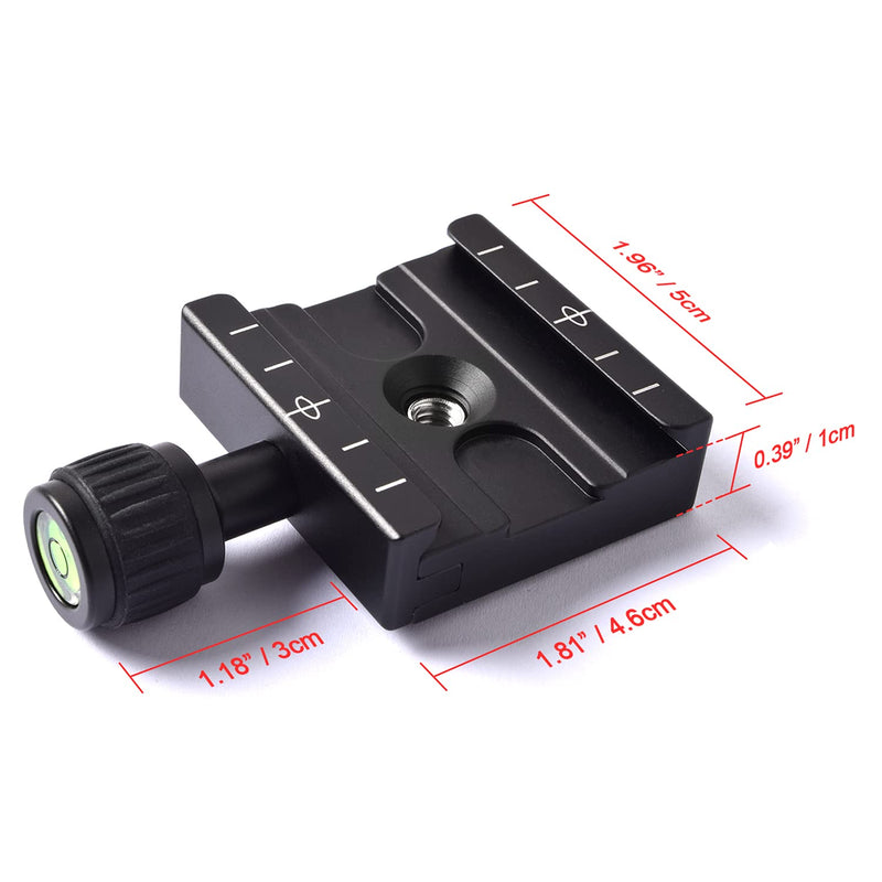 Fotoconic Black 50mm Quick Release Plate Clamp Fits Arca Swiss, Adapter Mount for Tripod Monopod BallHead QR-50