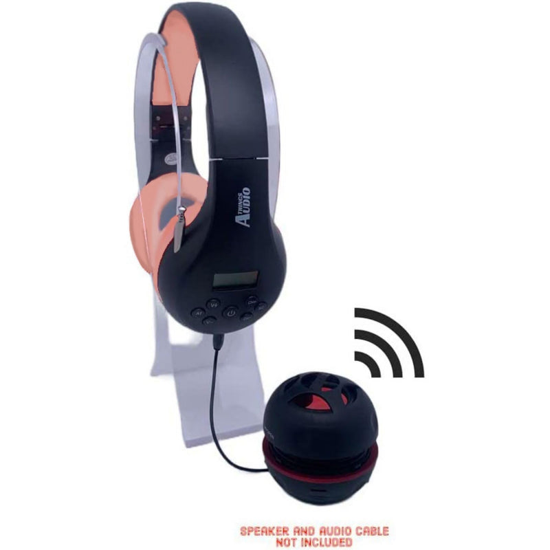 Things Audio Portable Personal FM Radio Headphones Pull-Out Antenna for Great Reception, Walking, Jogging, Relaxing, School, Talk Radio - Powered by 2AA Batteries (Not Included) (Black & Pink) Black & Pink