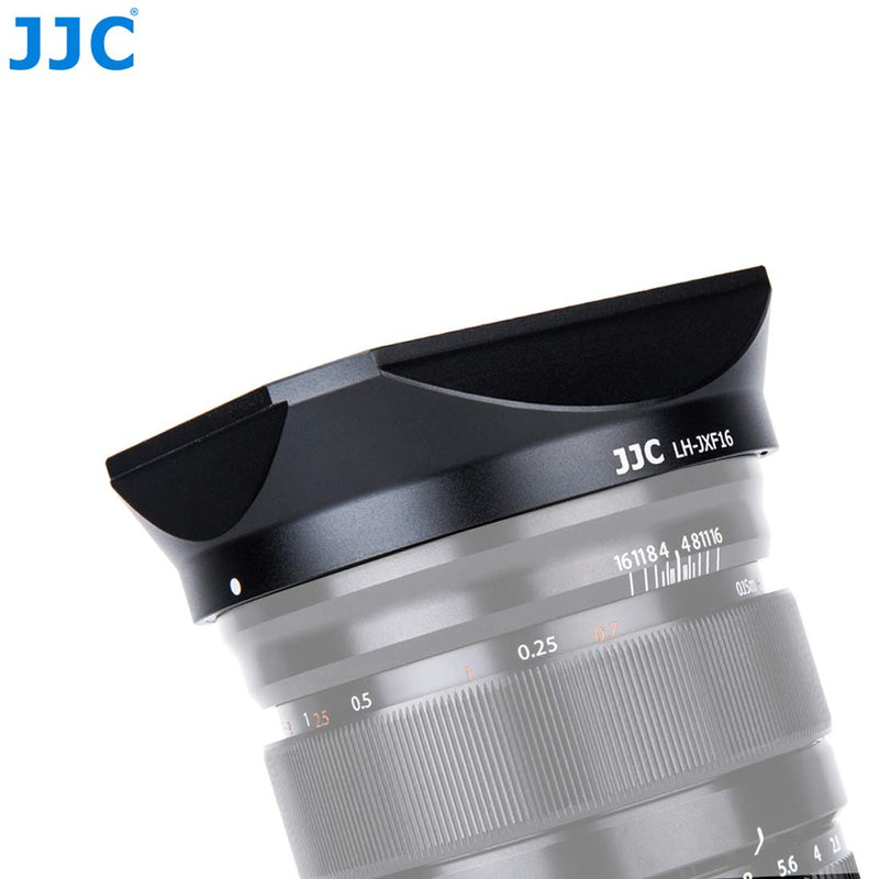 JJC LH-JXF16 Square Metal Bayonet Hood for Fujinon XF16mmF1.4 R WR, Fujinon Lense XF 16mm F1.4 R WR, Fuji 16mm F1.4 Lens Hood, Fujinon 16mm 1.4 Hood, Slide Front Cap, Replaces Fujifilm LH-XF16